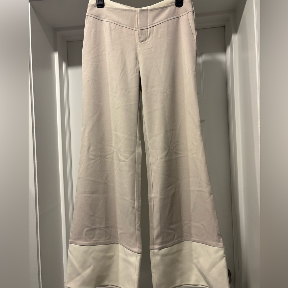 Commense Wide-Leg Low-Waist Pants with Colorblock Hem